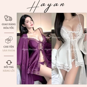 HT143 Váy ngủ sexy xẻ trước dây buộc gợi cảm,đồ ngủ lụa 2s dáng xoè tôn dáng HT143