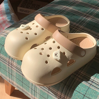 Dép nữ đế cao 5cm form tròn kèm 2 Sticker Gấu trắng Mita kiểu sandal CSM-43