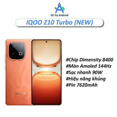 [Máy Cũ] Điện thoại Vivo iQOO Z10 Turbo, RAM 12/256GB chip Dimensity 8400 màn AMOLED 1.5K sạc 90W pin 7620mAh