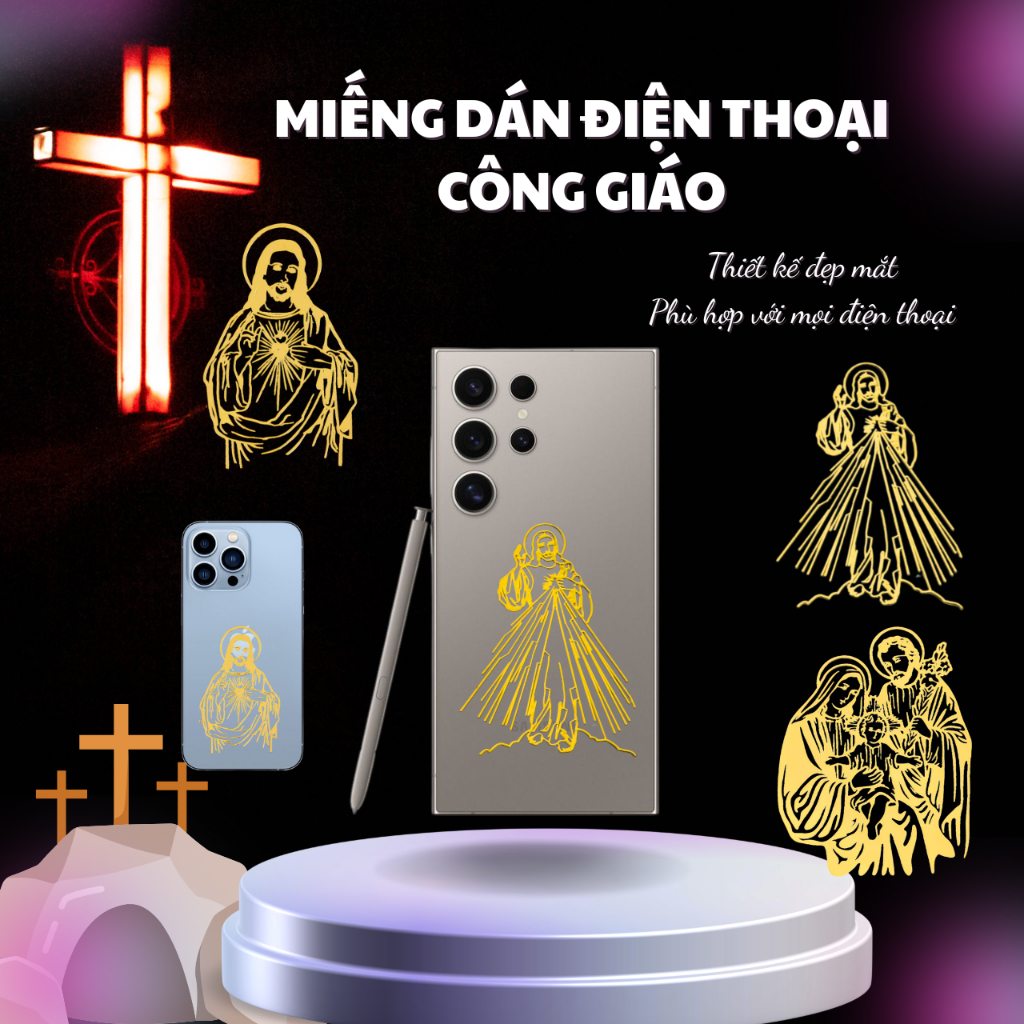 Sticker Công Giáo dán điện thoại. Miếng dán điện thoại Công Giáo bền đẹp và ý nghĩa