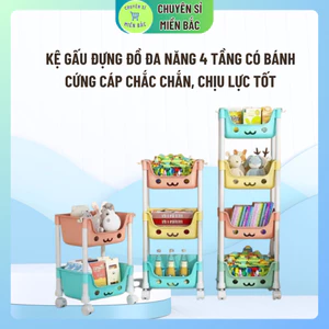Kệ Gấu Đựng Đồ Đa Năng 4 Tầng Đựng Đồ Chơi Cho Bé - Kệ đựng đồ đa năng Có Bánh Xe Di Chuyển