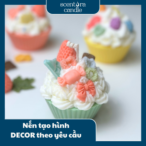 Nến thơm bánh ngọt - Bánh Cupcake Scentora Candle decor trang trí phòng, quà tặng, quà sinh nhật