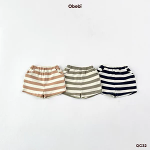 Quần Đùi Cotton Kẻ Phối Tú Obebi Thời Trang Hè Thoải Mái Cho Bé Trai Bé Gái từ 5kg - 19kg QC32