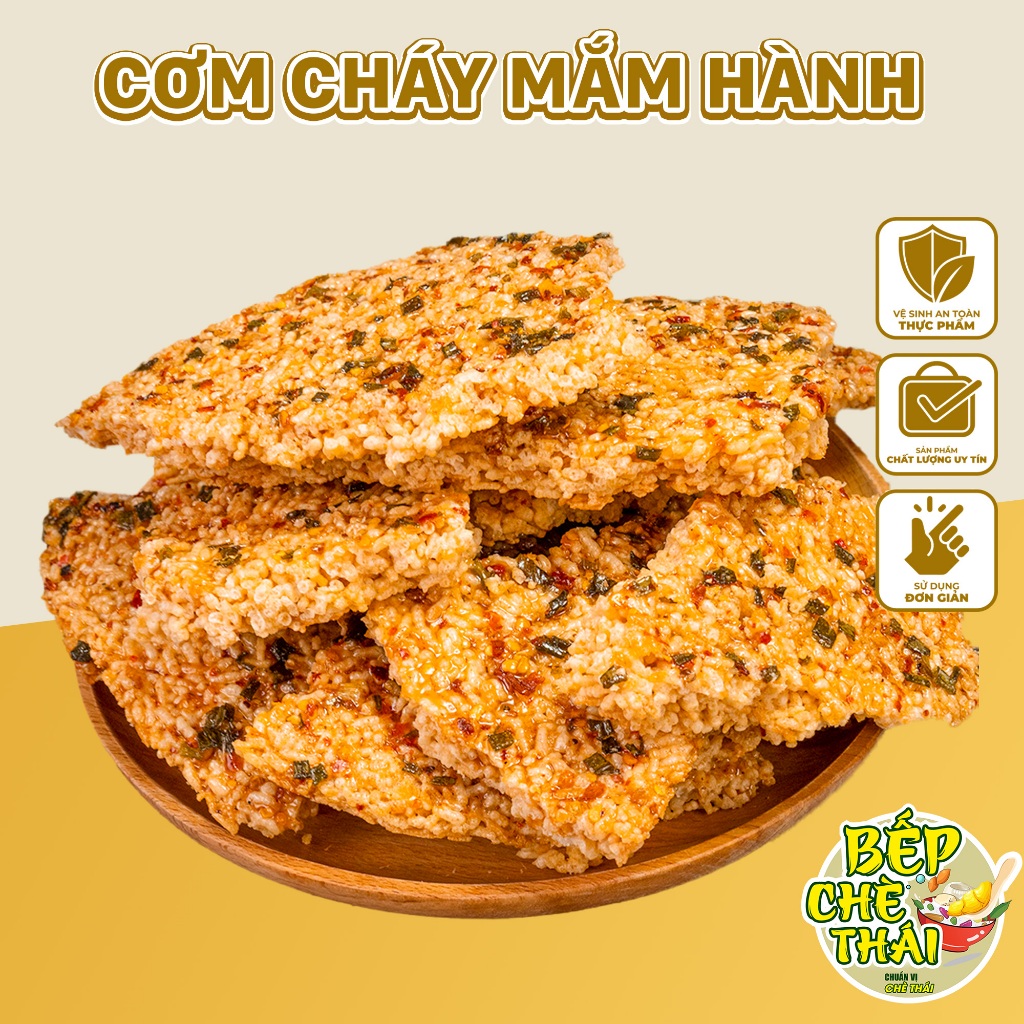 Cơm cháy mắm hành bếp chè thái – cơm cháy đáy nồi ngon giòn rụm – túi 200gr/500gr chai sốt gỏi thái