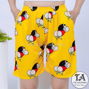 Quần Cushin Cậu Bé Bút Chì - Quần Short Lững Cartoon Nam Nữ Hoạt hình - Quần đùi thun cotton mặc nhà thể thao unisex