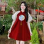 Đầm Nữ BABEE Kiểu Babydoll Tay Ngắn Phối Charm Xinh Xắn Chất Nhung Mềm Mịn Thoải Mái