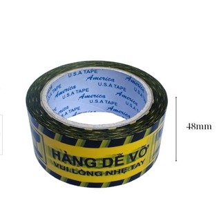 Băng keo hàng dễ vỡ màu vàng đen 100 yards