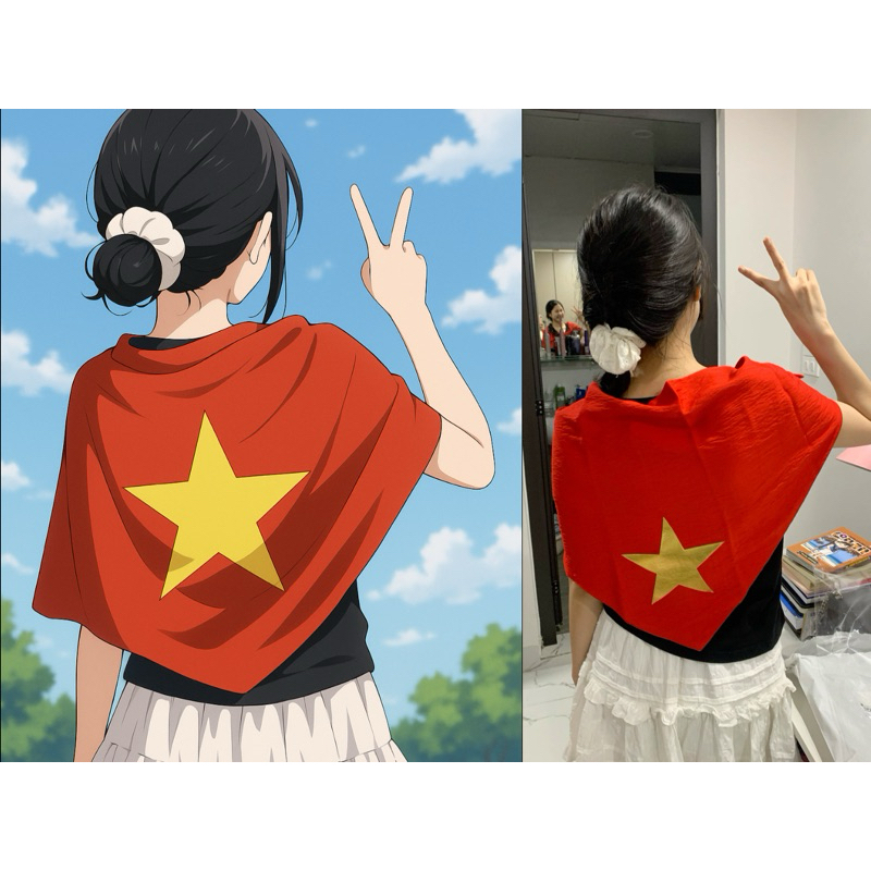 Khăn cờ đỏ sao vàng, khăn cờ tổ quốc, Khăn cờ Việt Nam. (03) ngôi sao nhũ ánh ( sỉ 10c người lớn, hộp 10c trẻ em)