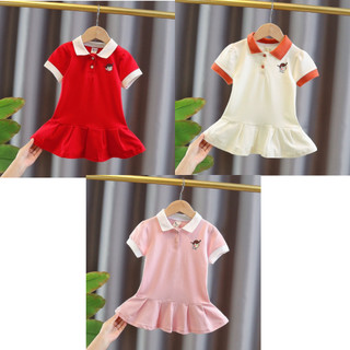 Set đầm mùa hè cổ bẻ dáng đuôi cá mùa hẻ mát mẻ cho bé gái từ 9-33kg
