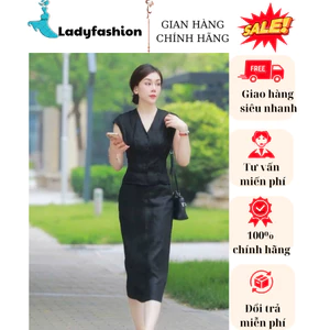 Set áo gile cổ V tay ngắn mix chân váy xẻ tà sau dáng dài màu đen chất nilen mềm cao cấp phù hợp đi làm ,đi chơi