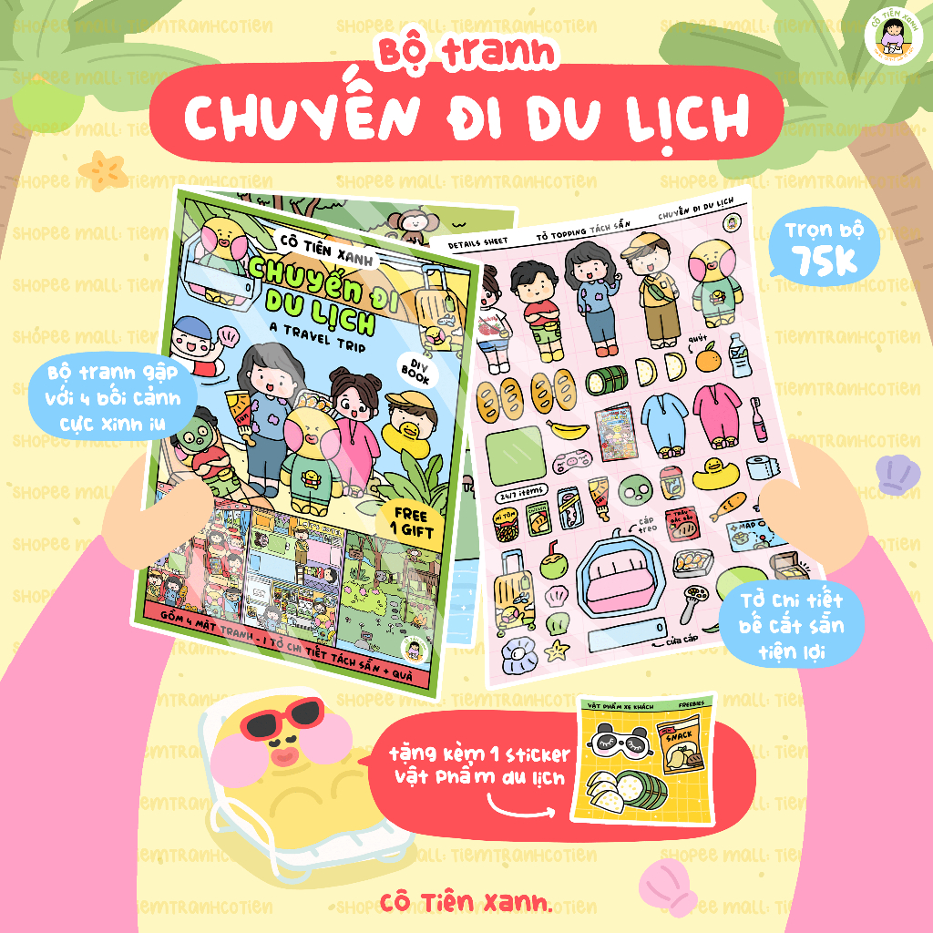 Bộ Tranh Gập Chuyến Đi Du Lịch kèm Sticker Cô Tiên Xanh chính hãng ...
