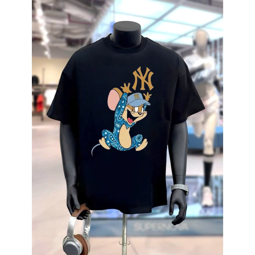 Áo phông MLB  siêu sale - MLB korea nam nữ cao cấp, 100% cotton co giãn 2 chiều , định lượng 250gms,NY chuột jerry