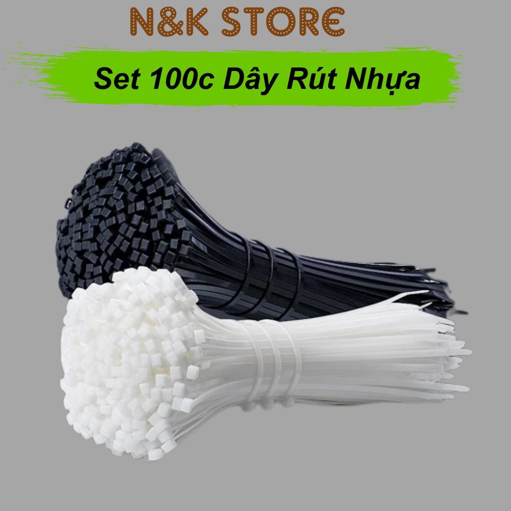Set 100c dây rút nhựa dẻo chắc, combo 100c dây thít nhựa chất lượng cao đủ size