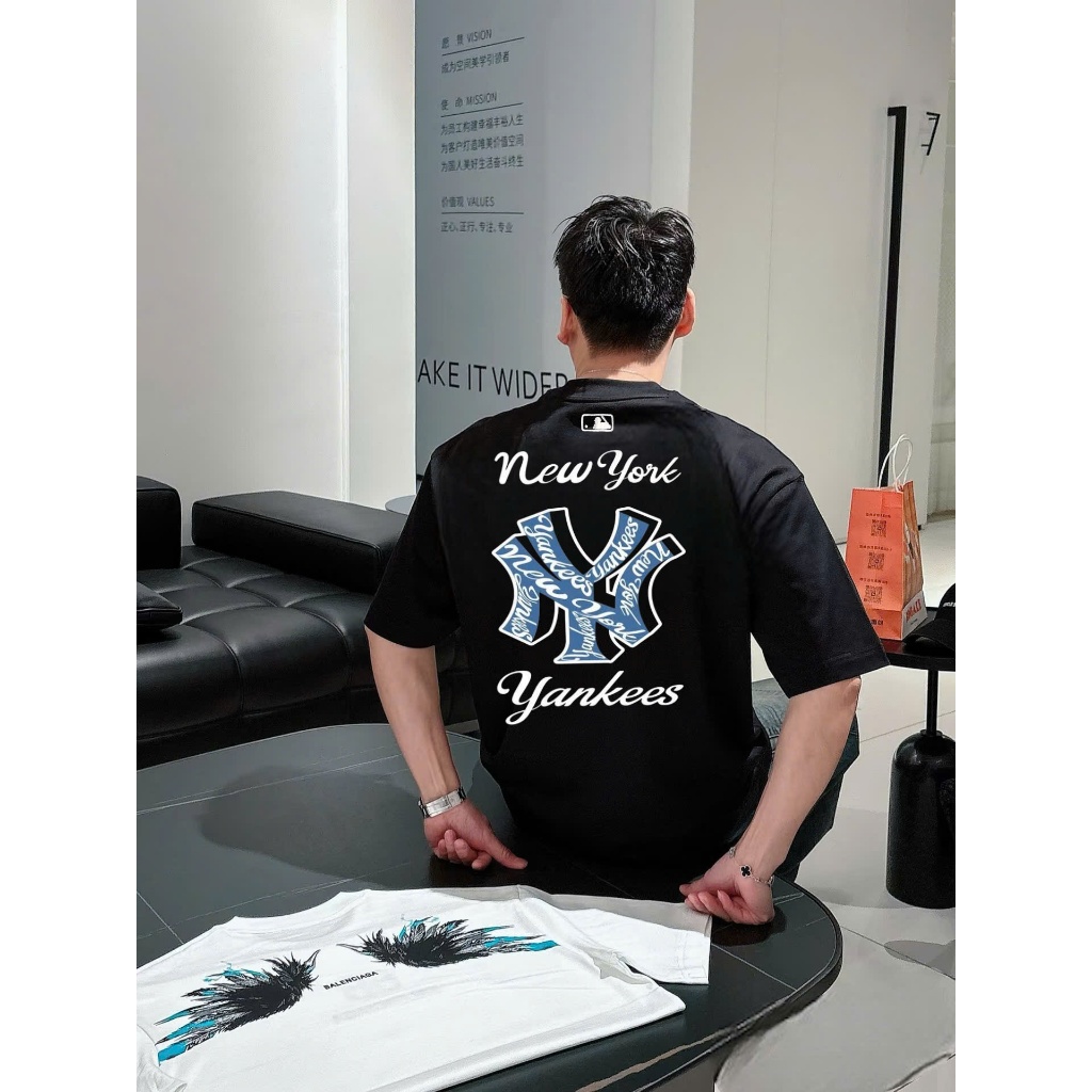 Áo phông MLB  siêu sale - MLB korea nam nữ cao cấp, 100% cotton co giãn 2 chiều , định lượng 250gms,YANKEES NỔI