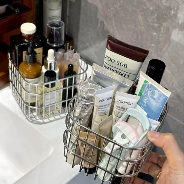 Giỏ Đựng Đồ Bằng Thép Không Gỉ Dụng Cụ Sắp Xếp Đa Chức Năng Để Bàn Mỹ Phẩm RECO | BigBuy360 - bigbuy360.vn