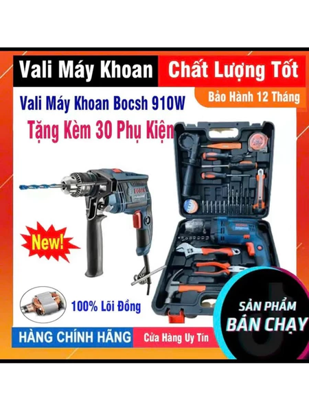 Máy Khoan | Máy Khoan Điện BOSH | Bộ Vali Đủ Đồ Nghề Chuyên Dùng Cam Kết Motor Đồng | Có chức năng búa khoan tường