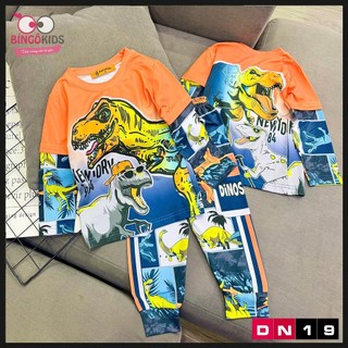 Đồ bộ tay dài quần dài tay bé trai chất thun lạnh in 3D cho bé trai họa tiết hoạt hình cho bé từ 10 đến 42kg