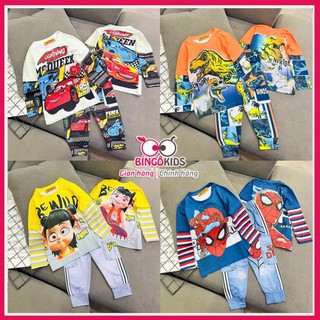 Đồ bộ tay dài quần dài tay bé trai chất thun lạnh in 3D cho bé trai họa tiết hoạt hình cho bé từ 10 đến 42kg