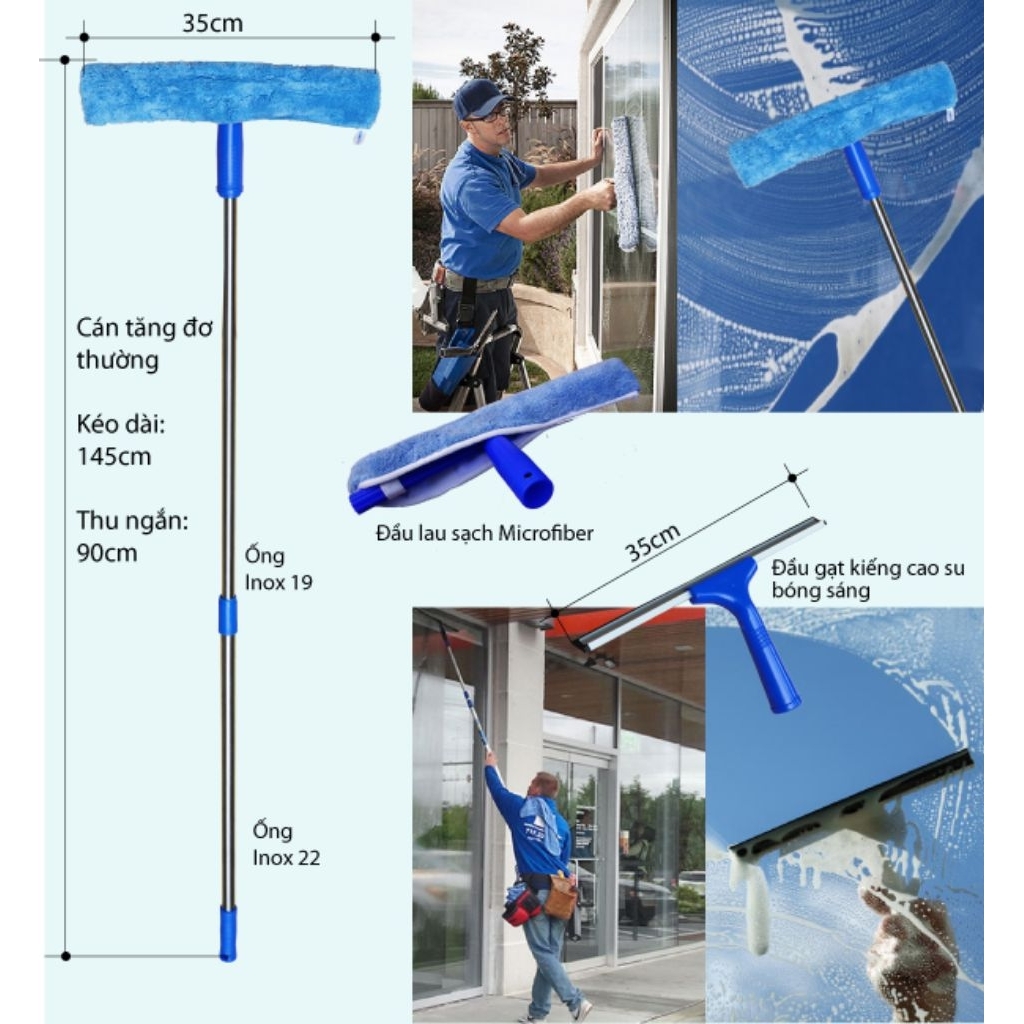 Bộ cây lau kính, gạt nước đa năng Homeinno