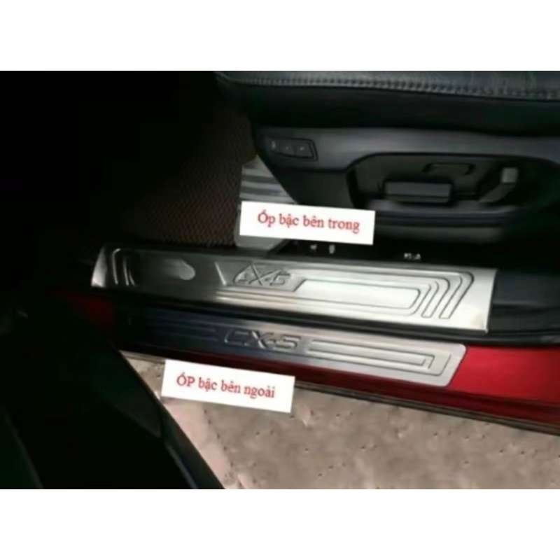 Ốp bậc cửa, nẹp bước chân xe Mazda CX5 2018-2025 inox 304 sáng bóng