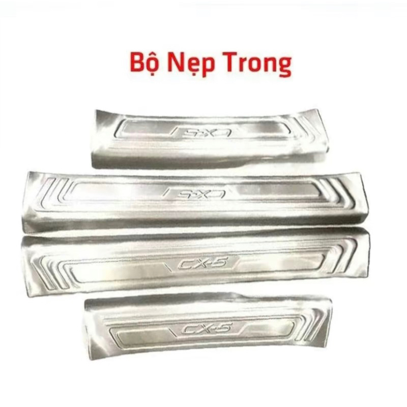 Ốp bậc cửa, nẹp bước chân xe Mazda CX5 2018-2025 inox 304 sáng bóng