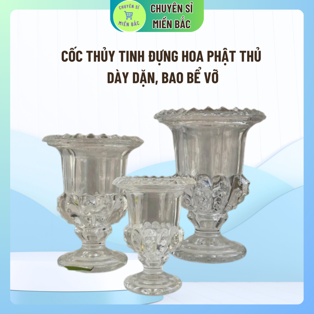 Ly đựng phật thủ, ly cắm hoa nghệ thuật- Cốc bày phật thủ thuỷ tinh dày dặn, thiết kế đẹp dùng để trưng bày phậ