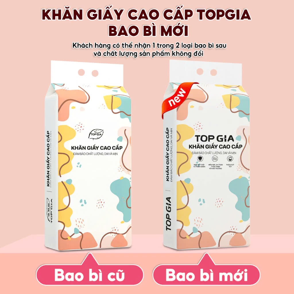Khăn giấy vệ sinh treo tường TopGia Đa Sắc 6 bịch, khăn giấy treo tường rút 1280 tờ 4 lớp bằng bột gỗ nguyên sinh