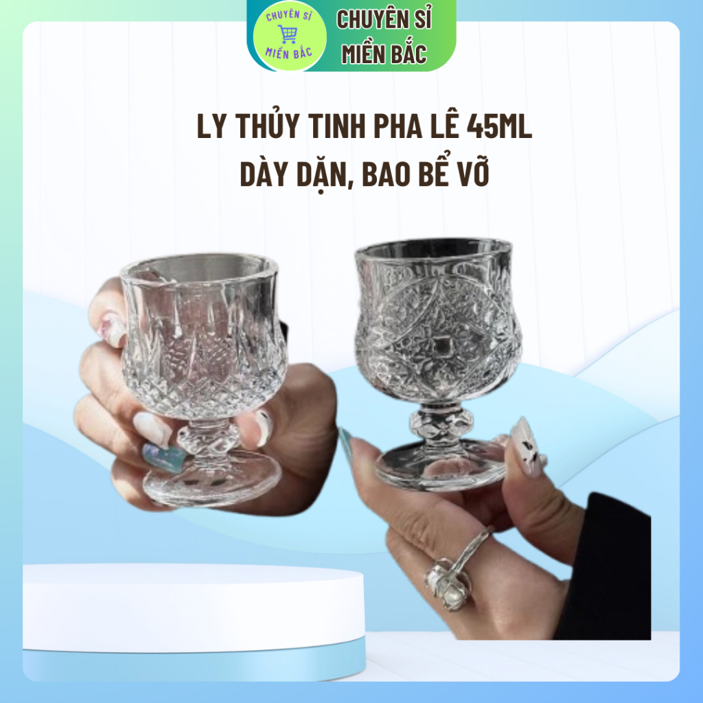 Ly thủy tinh pha lê uống rượ.u trắng dung tích 45ml sang trọng