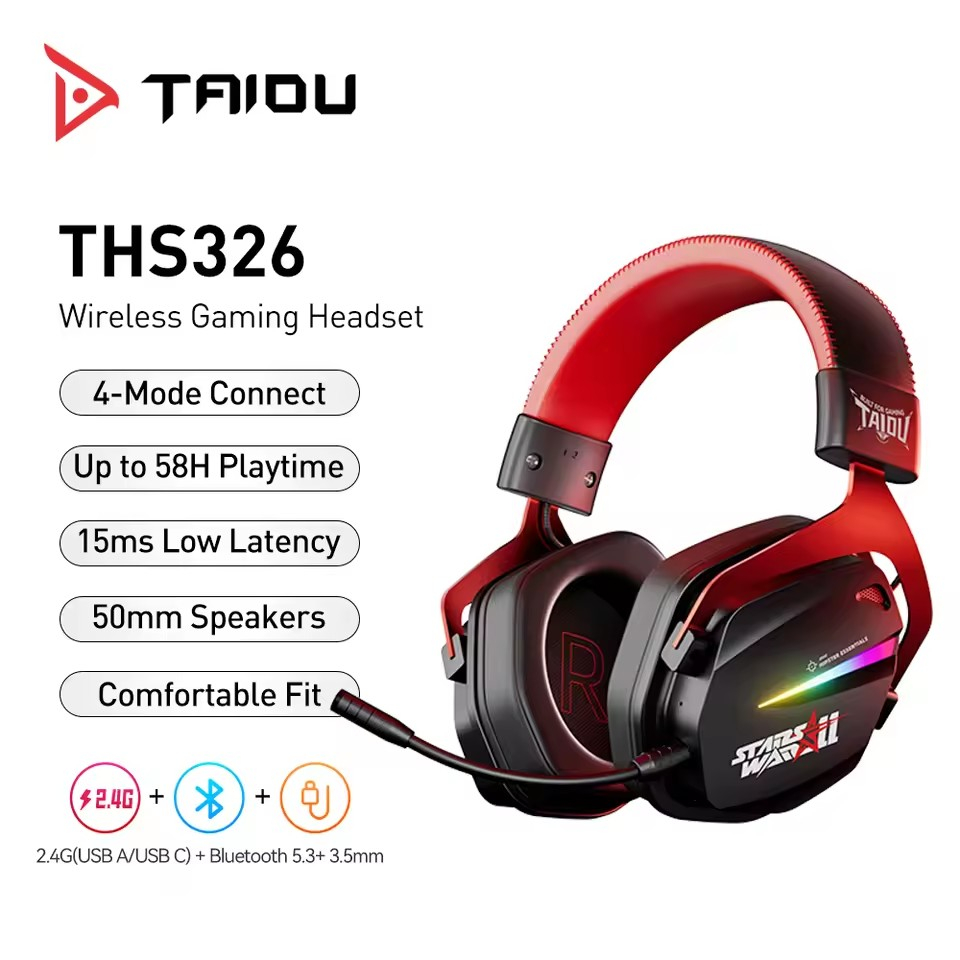 Tai Nghe Gaming Taidu THS326 – Kết Nối Bluetooth & 2.4G, Đèn LED RGB ...