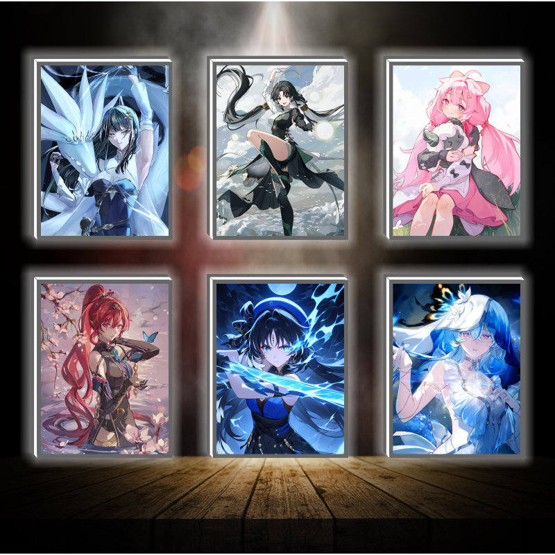Tranh đèn led 3D đổi màu Wuthering waves - Tranh đèn led 3D ANIME trang trí bàn làm việc, đèn ngủ