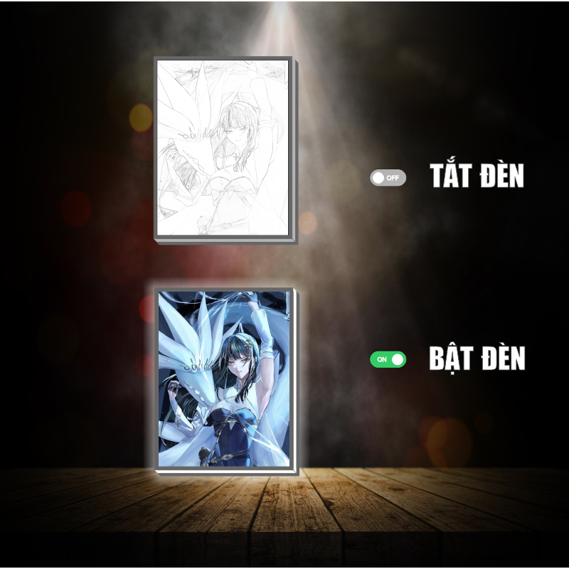 Tranh đèn led 3D đổi màu Wuthering waves - Tranh đèn led 3D ANIME trang trí bàn làm việc, đèn ngủ