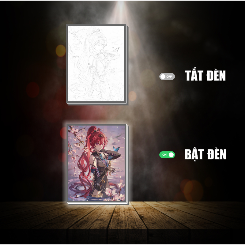 Tranh đèn led 3D đổi màu Wuthering waves - Tranh đèn led 3D ANIME trang trí bàn làm việc, đèn ngủ