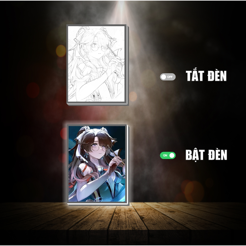 Tranh đèn led 3D đổi màu Wuthering waves - Tranh đèn led 3D ANIME trang trí bàn làm việc, đèn ngủ