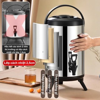 Bình Ủ Trà  Giữ Nhiệt Nóng Lạnh  3 Lớp Inox 304, Bình Ủ Trà Sữa  6L 8L 10L 12L Cam Homeware