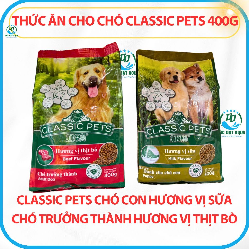 Thức ăn cho chó lớn vị bò và chó con vị sữa CLASSIC PETS gói 400g hàng nhập khẩu thái lan
