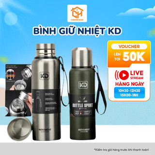 Bình Giữ Nhiệt KD 852 Bình Nước Cao Cấp 36h Nắp Tách Thành Cốc Toàn Bộ Bằng Inox 304 Cam Homeware