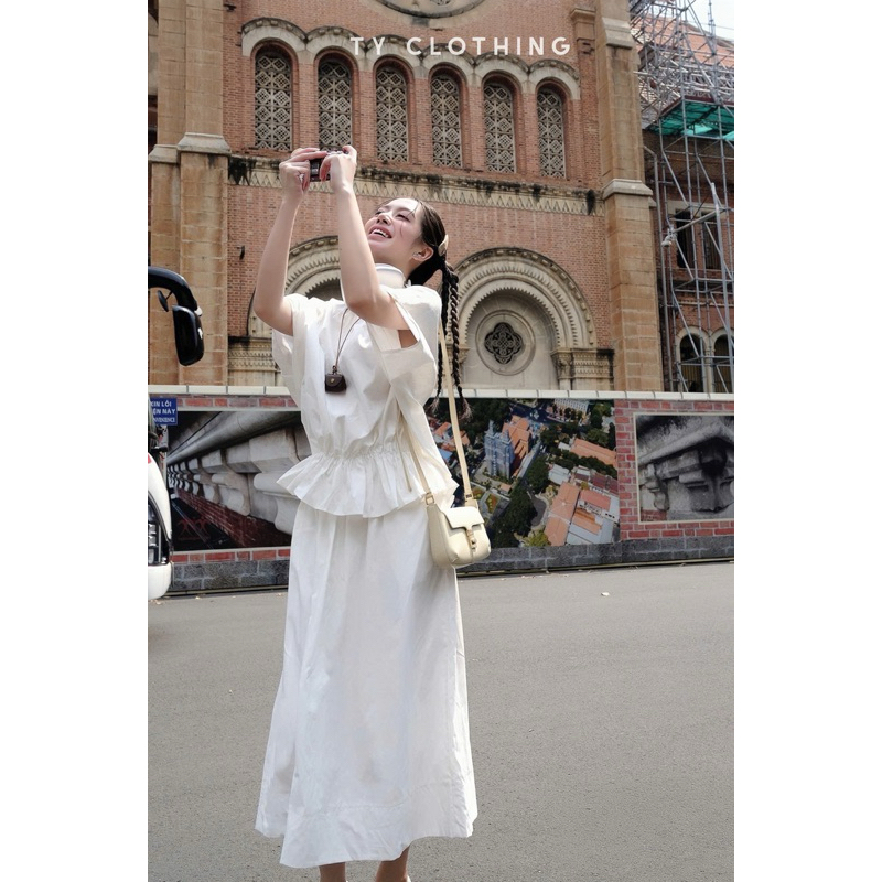 Set Thô Bo Chun Eo - Hàng Thiết Kế - Màu Trắng - TYCLOTHING