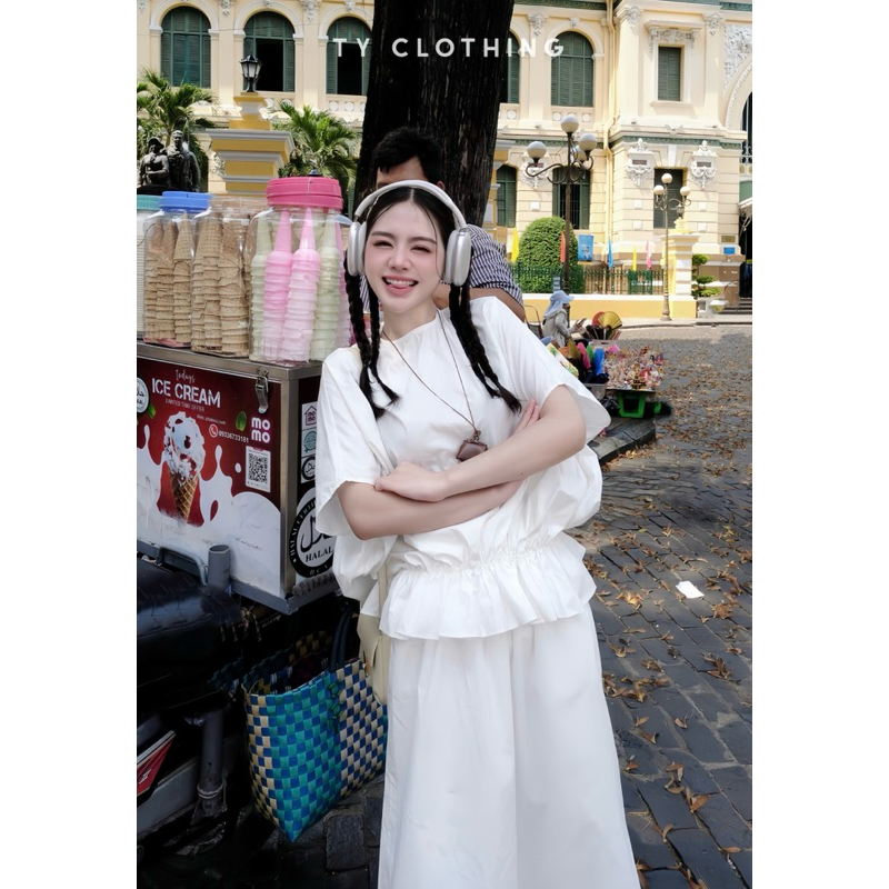 Set Thô Bo Chun Eo - Hàng Thiết Kế - Màu Trắng - TYCLOTHING