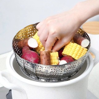 Vỉ Hấp, Khay Hấp Inox, Xoè Cánh, Gấp Gọn Thông Minh Hấp Đồ Ăn, Rửa Rau Củ Cam Homeware