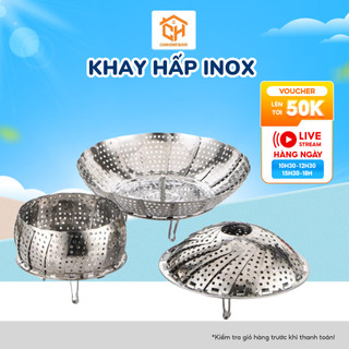 Vỉ Hấp, Khay Hấp Inox, Xoè Cánh, Gấp Gọn Thông Minh Hấp Đồ Ăn, Rửa Rau Củ Cam Homeware