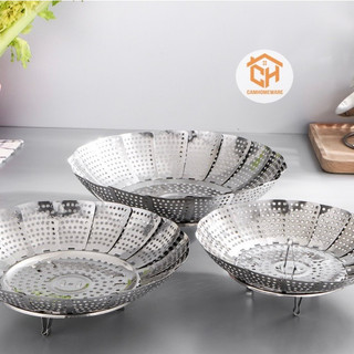Vỉ Hấp, Khay Hấp Inox, Xoè Cánh, Gấp Gọn Thông Minh Hấp Đồ Ăn, Rửa Rau Củ Cam Homeware