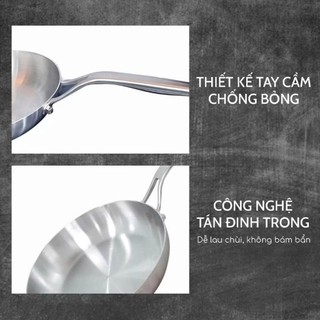 Chảo Tuyết Inox Nguyên Khối SEKA Dùng Cho Mọi Loại Bếp 3 Size Hàng Chính Hãng Cam Homeware