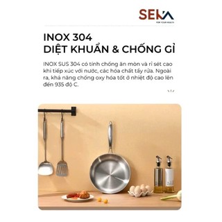 Chảo Tuyết Inox Nguyên Khối SEKA Dùng Cho Mọi Loại Bếp 3 Size Hàng Chính Hãng Cam Homeware