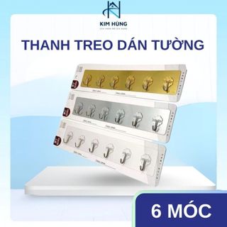 [Giá Xưởng] Thanh Treo Dán Tường 6 Móc Treo Đồ, Móc Treo Móc Dán Tường Siêu Dính Chịu Lực Không Cần Khoan Tường