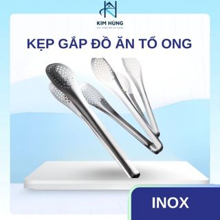 [Giá Xưởng] Dụng cụ gắp thức ăn, kẹp gắp inox tổ ong đầu tròn, gắp thực phẩm dễ dàng, dày chắc chắn