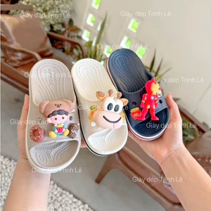 Dép Lê Trẻ Em Mũi Tròn QC Quai Ngang Baya Tặng 6 Sticker Ngẫu Nhiên Cao Cấp Đế Cao Su