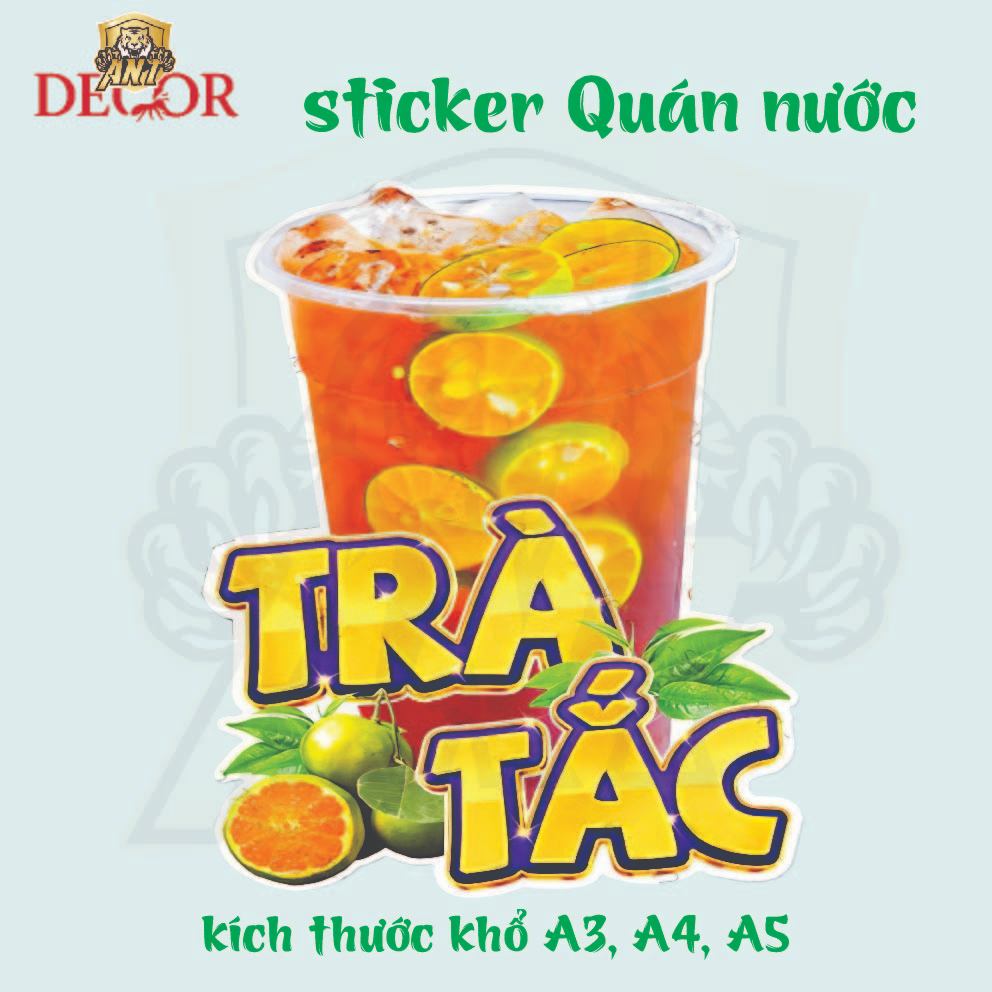 Decal Trà Chanh, Trà Tắc – Nhãn Dán Trang Trí Quầy Cafe, Xe Nước Uống – Đẹp Mắt, Bền Màu, Chống Nước