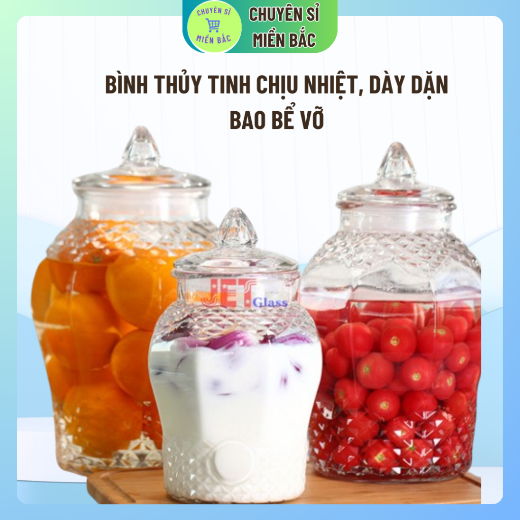 Bình ngâm rượu kim cương thủy tinh 10L có vòi