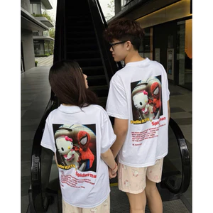 Áo Thun Hello Kitty-Người Nhện Couple Chất Vải Dày Dặn Hottrend 2025