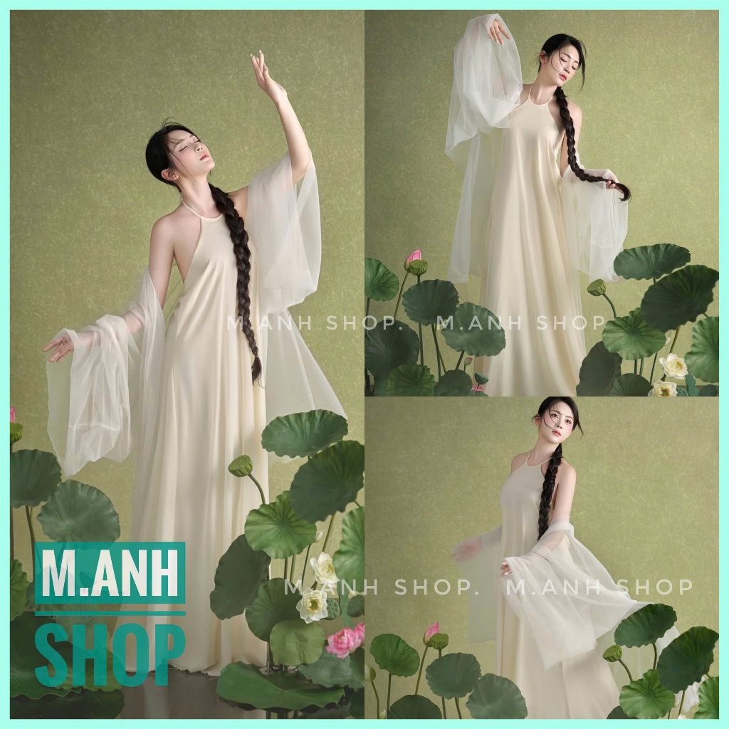 Sét Yếm Kem Tay Voan Lưới Chụp Ảnh Studio Concept Xinh Đẹp